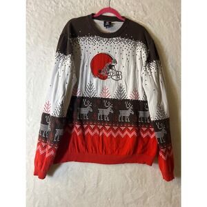 NFL Team Apparel Cleveland Browns Ugly Christmas Sweater Mens 3XL Brown Orange